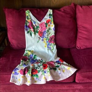 VENUS Ruffled Tiered White and Red Mini Dress